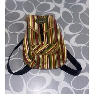 BARBIE DOLL GREEN MARROON BLACK STRIPED COTTON BACKPACK